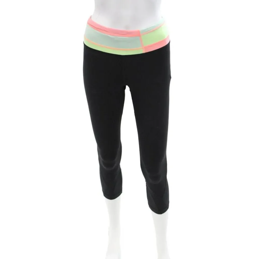 Lululemon Women Capri Leggings Black Nylon Blend Drawstring Size 4